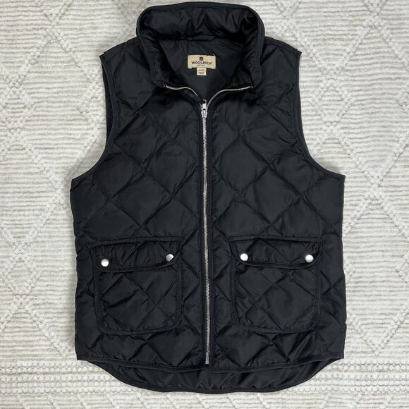 Woolrich Black Quilted Puffer Duck Down Filled Vest Jacket Womens Size Medium - Picture 1 of 10